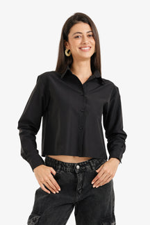 Cropped Button-Up Shirt