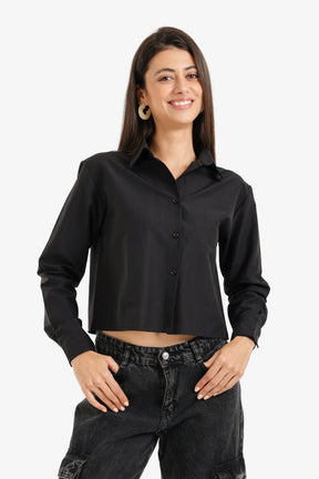 Cropped Button-Up Shirt