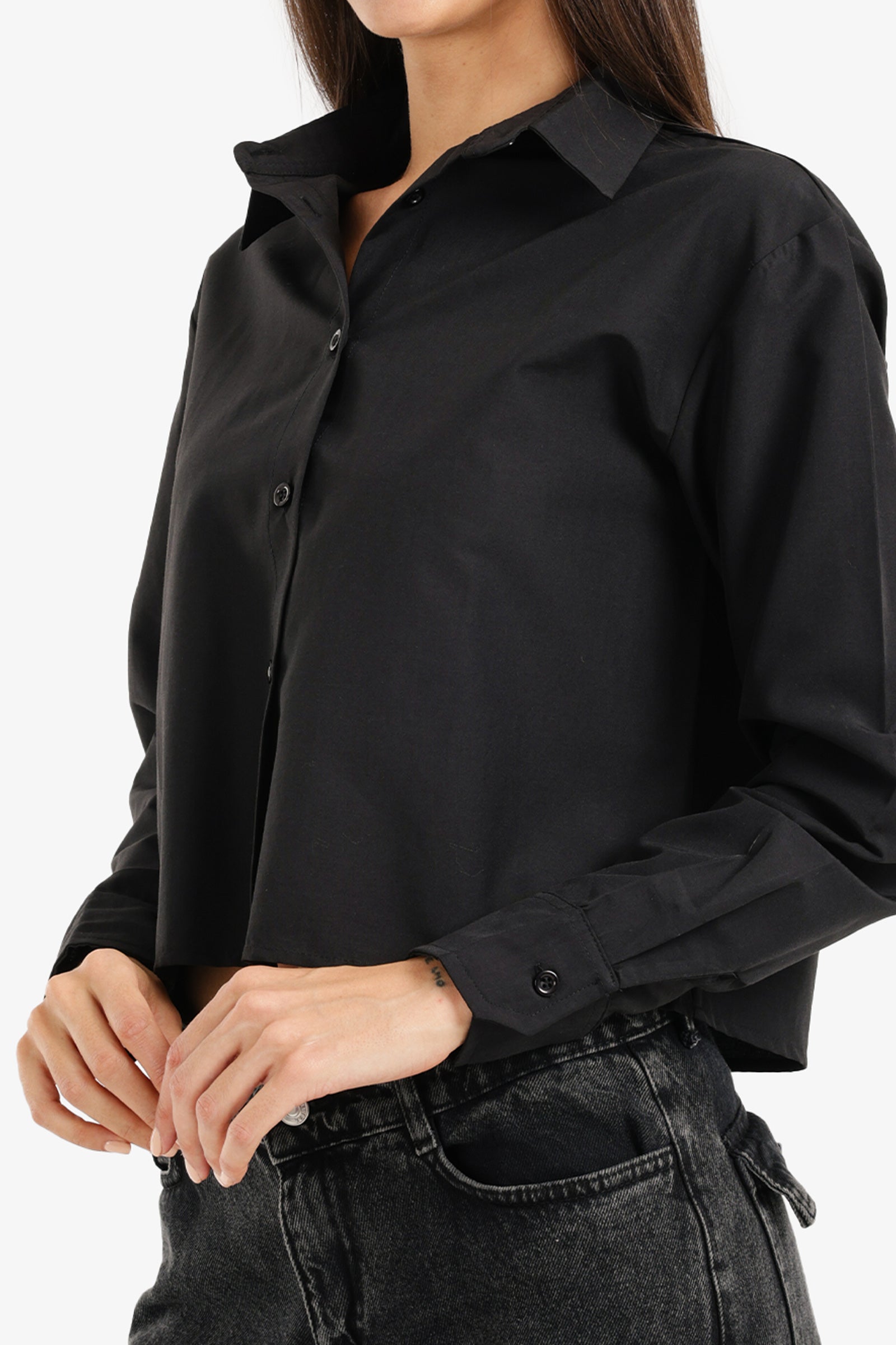 Cropped Button-Up Shirt