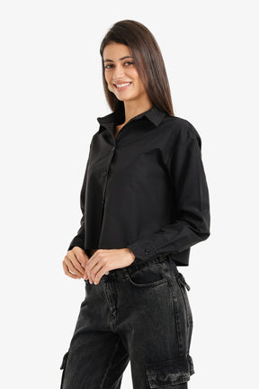 Cropped Button-Up Shirt