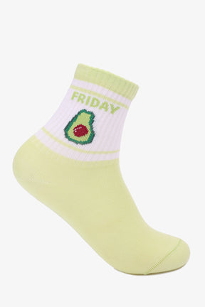 Girly Printed Cuff Socks - 7 Pairs