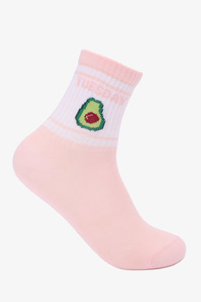 Girly Printed Cuff Socks - 7 Pairs