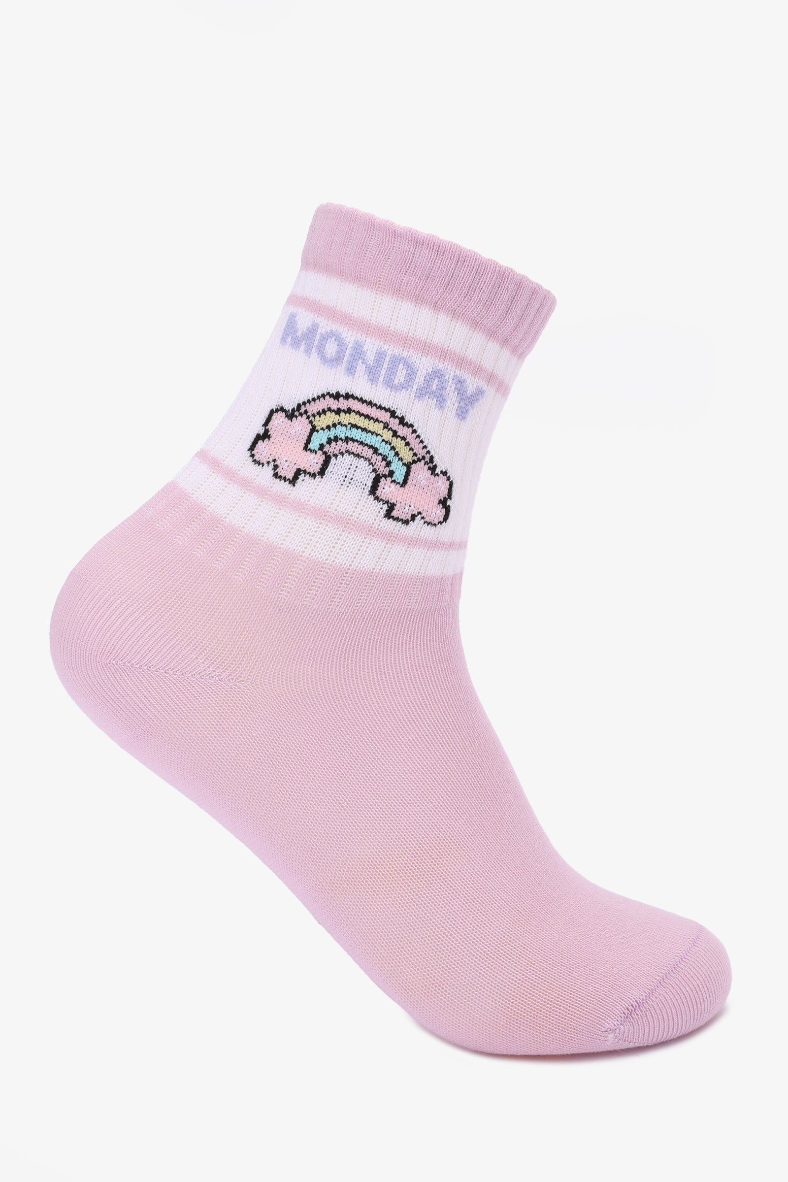 Girly Printed Cuff Socks - 7 Pairs