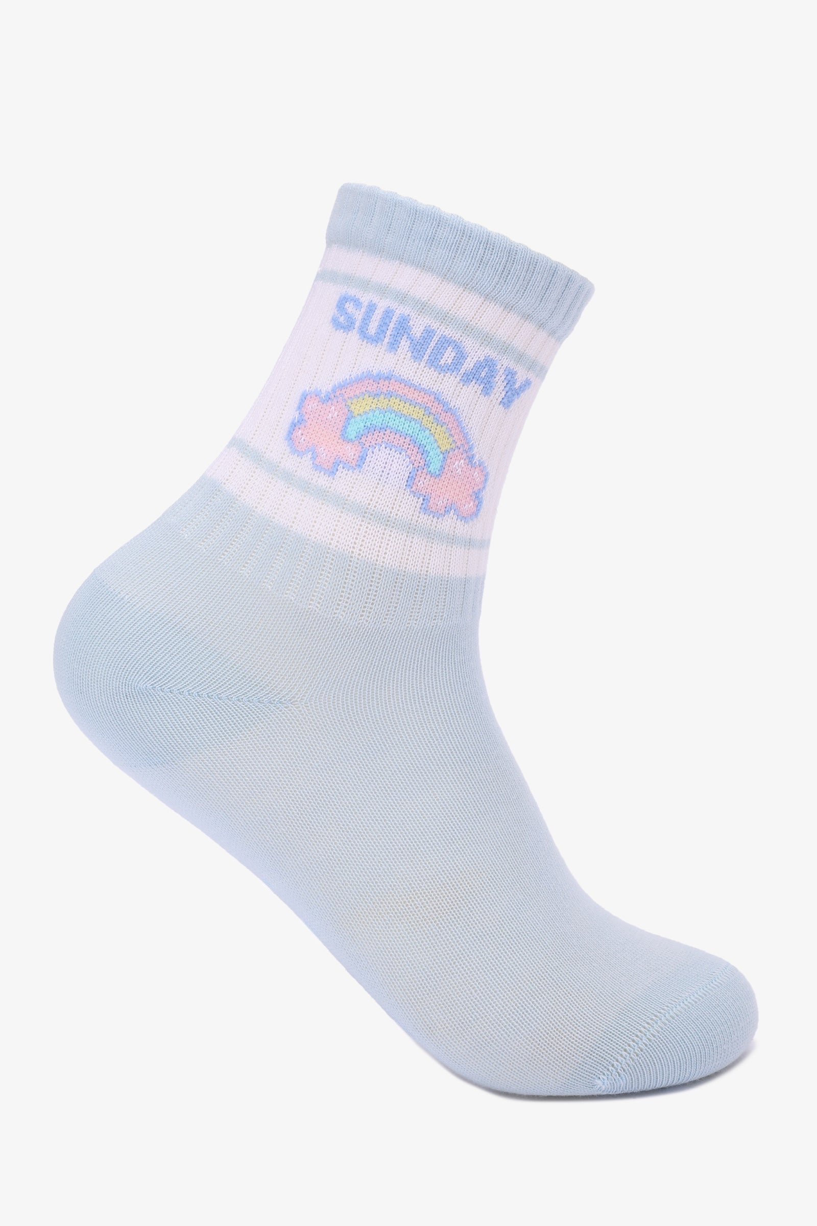 Girly Printed Cuff Socks - 7 Pairs