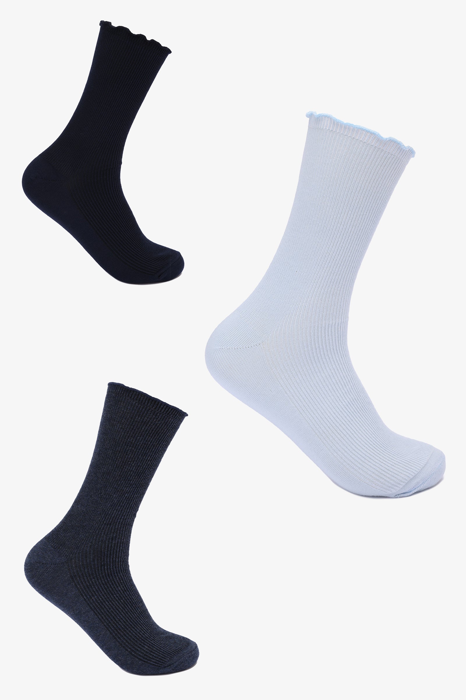 Long Ribbed Socks - 3 Pairs