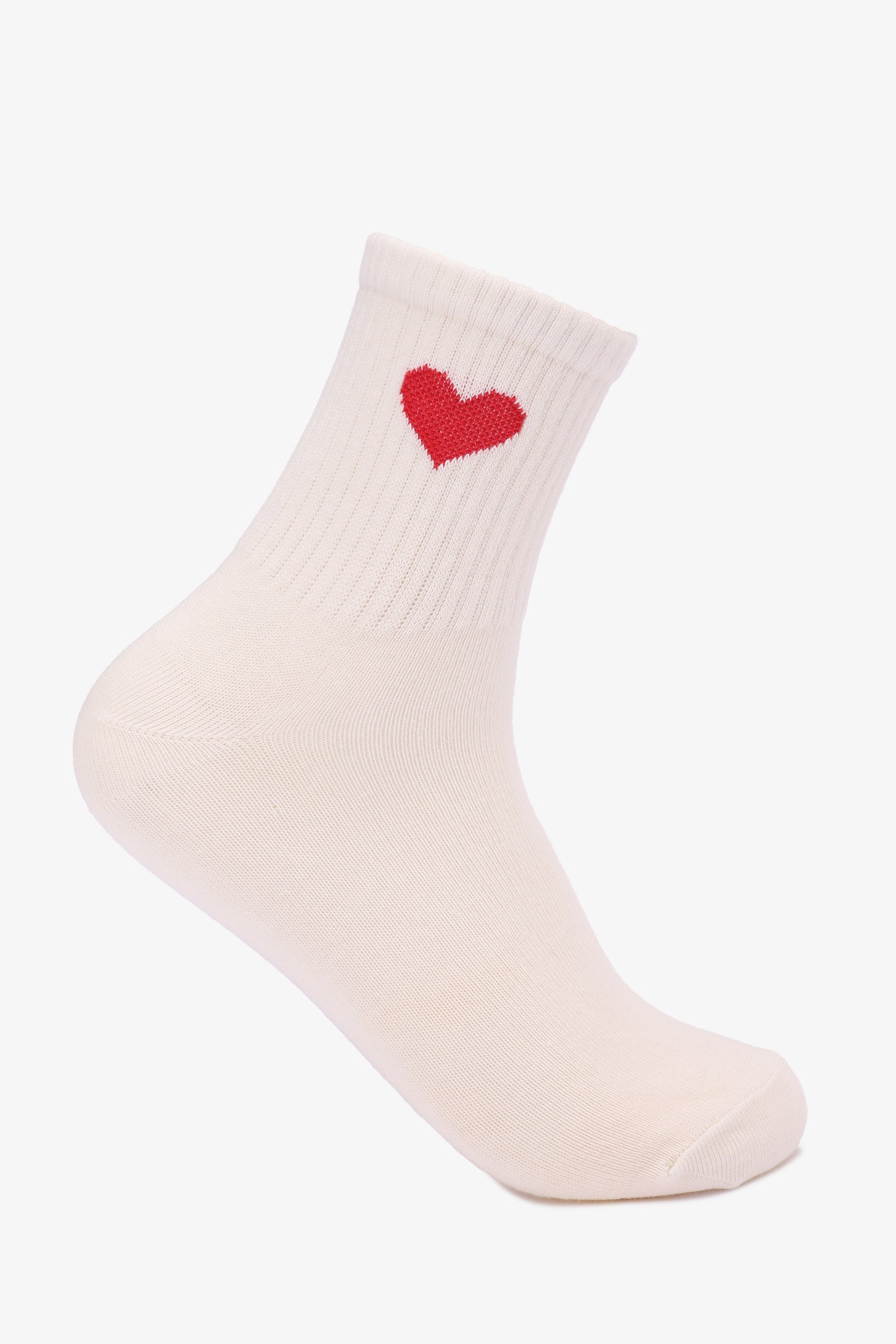 Ribbed Heart Print Socks -3 Pairs