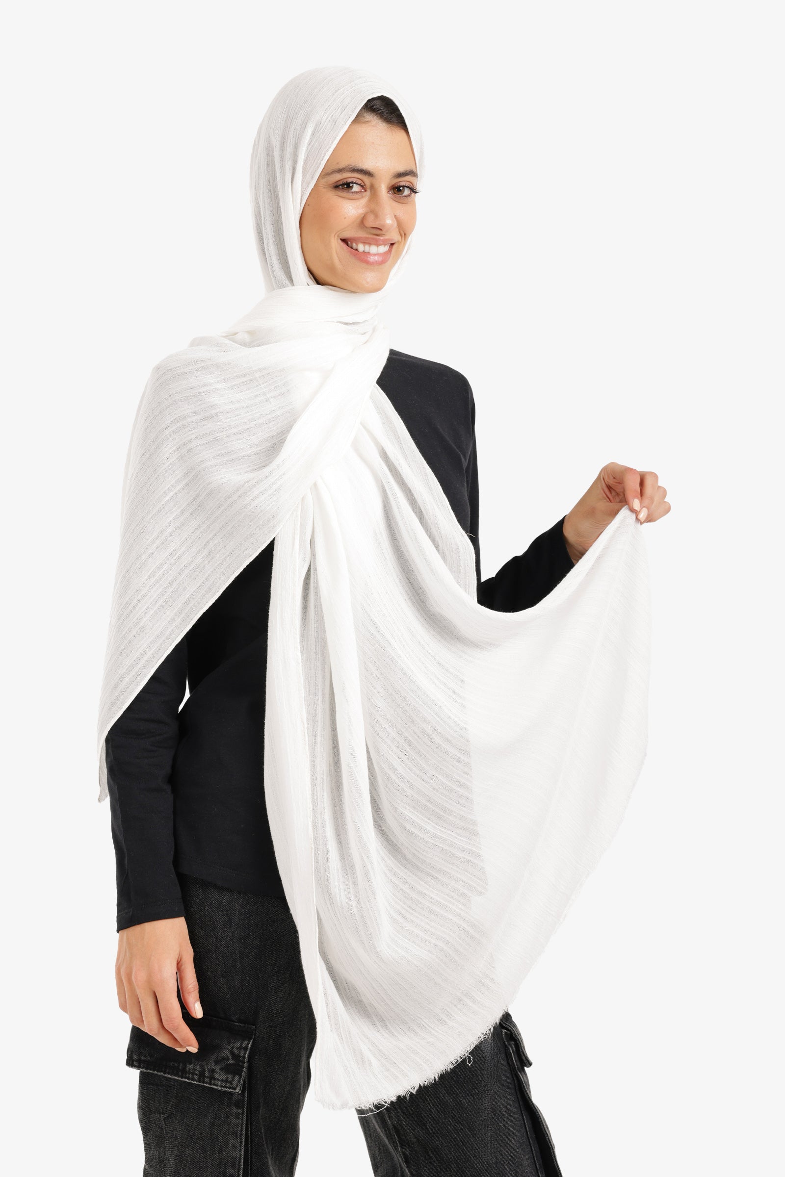 Textured Ribbed Cotton Scarf