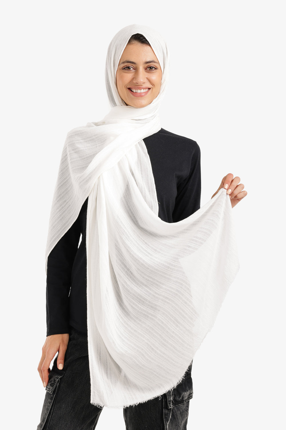 Textured Ribbed Cotton Scarf