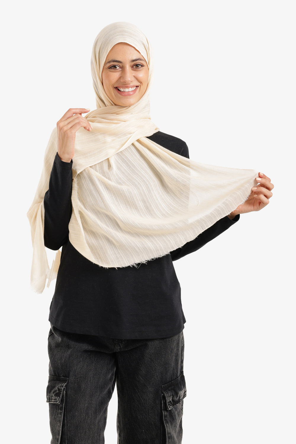 Textured Ribbed Cotton Scarf