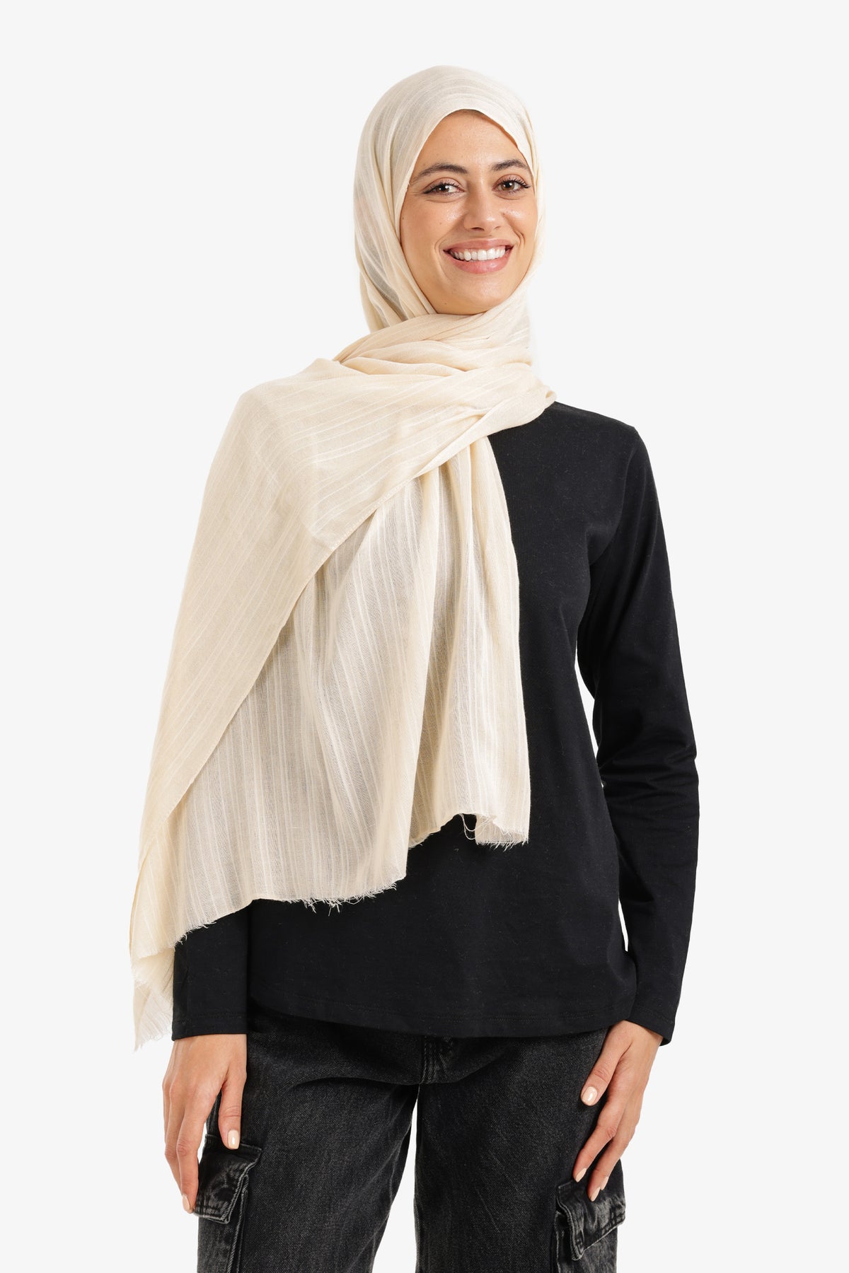 Textured Ribbed Cotton Scarf