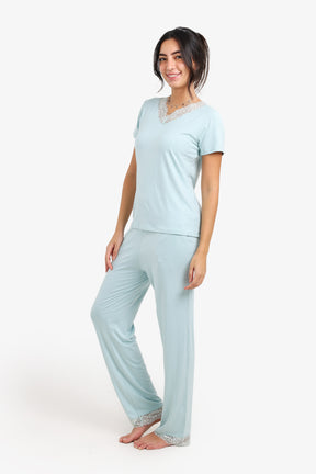Pyjama Set with Lace Edges