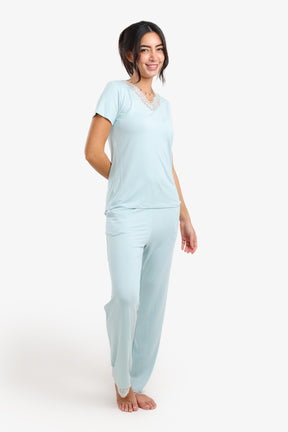 Pyjama Set with Lace Edges