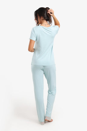 Pyjama Set with Lace Edges