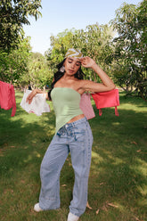 Asymmetrical Strapless Top