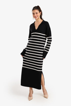 Striped Knit Midi Dress