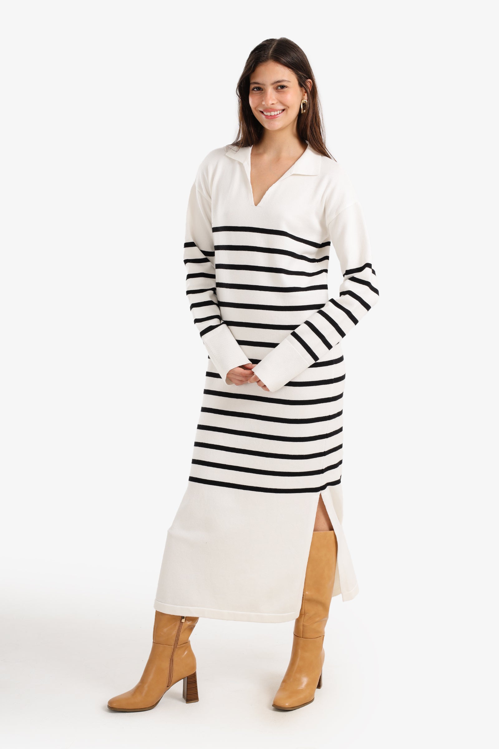 Striped Knit Midi Dress