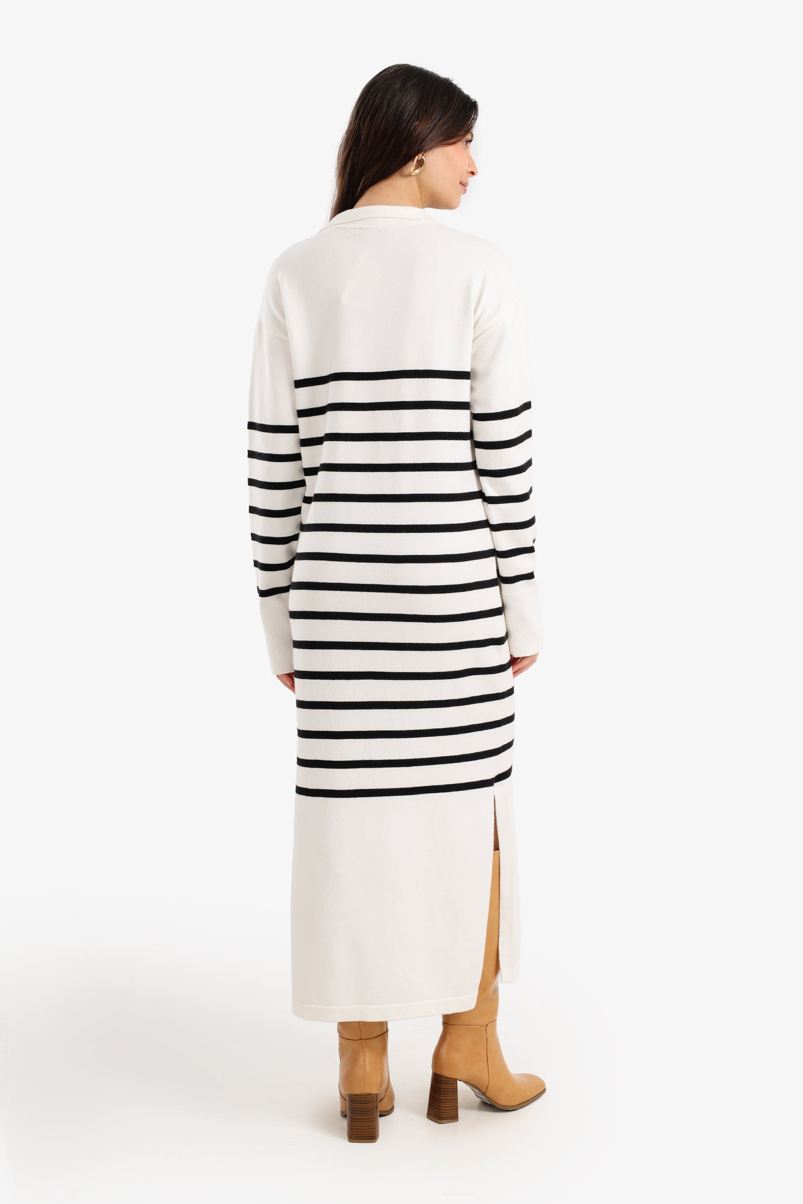 Striped Knit Midi Dress