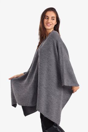 Asymmetrical Buttoned Poncho