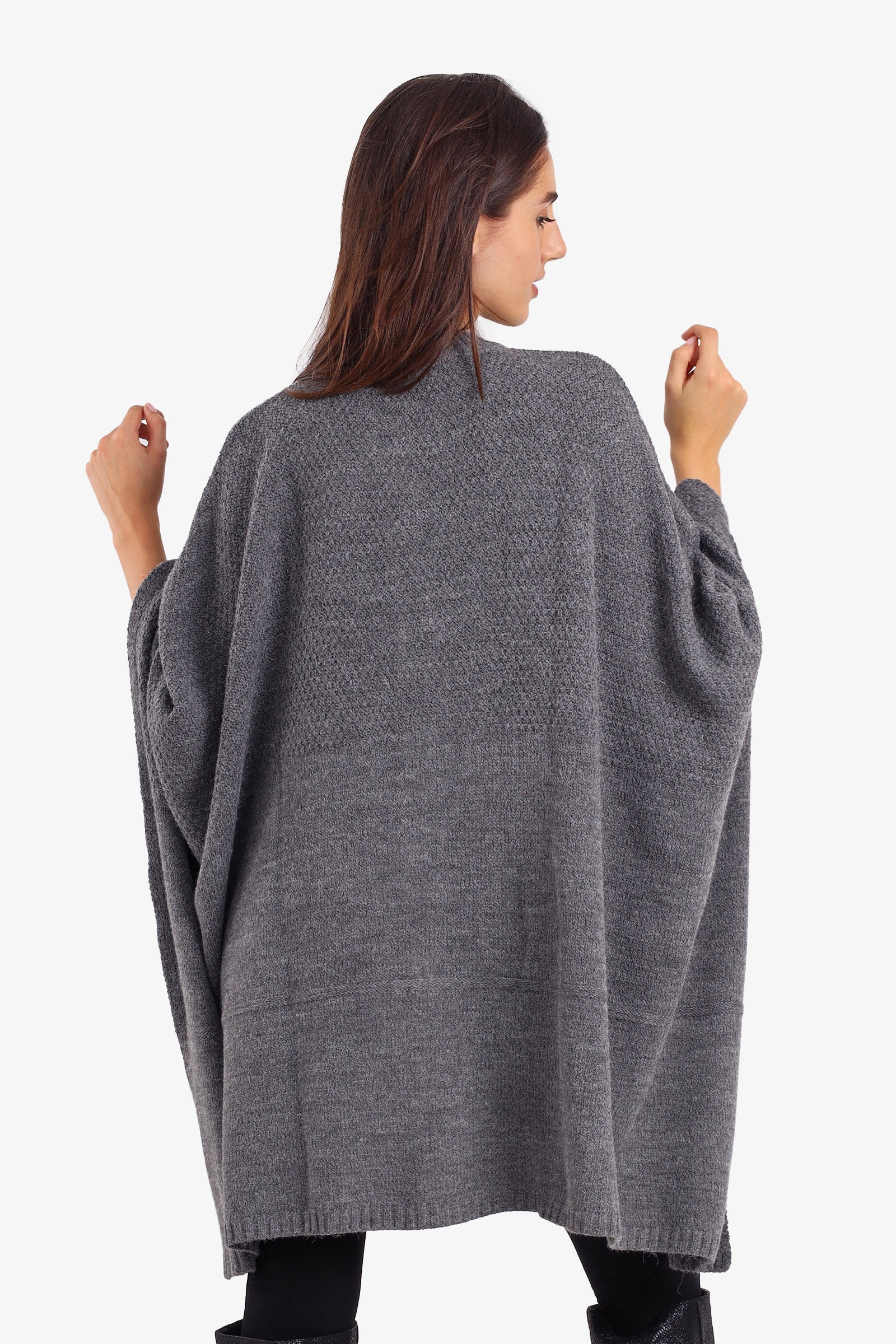 Asymmetrical Buttoned Poncho