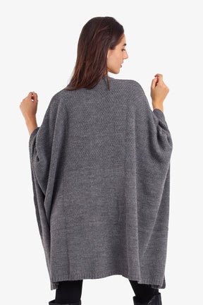 Asymmetrical Buttoned Poncho
