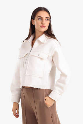 Cropped Fleece Zip-Up Jacket