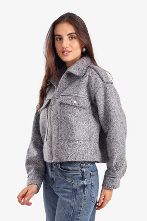 Cropped Fleece Zip-Up Jacket