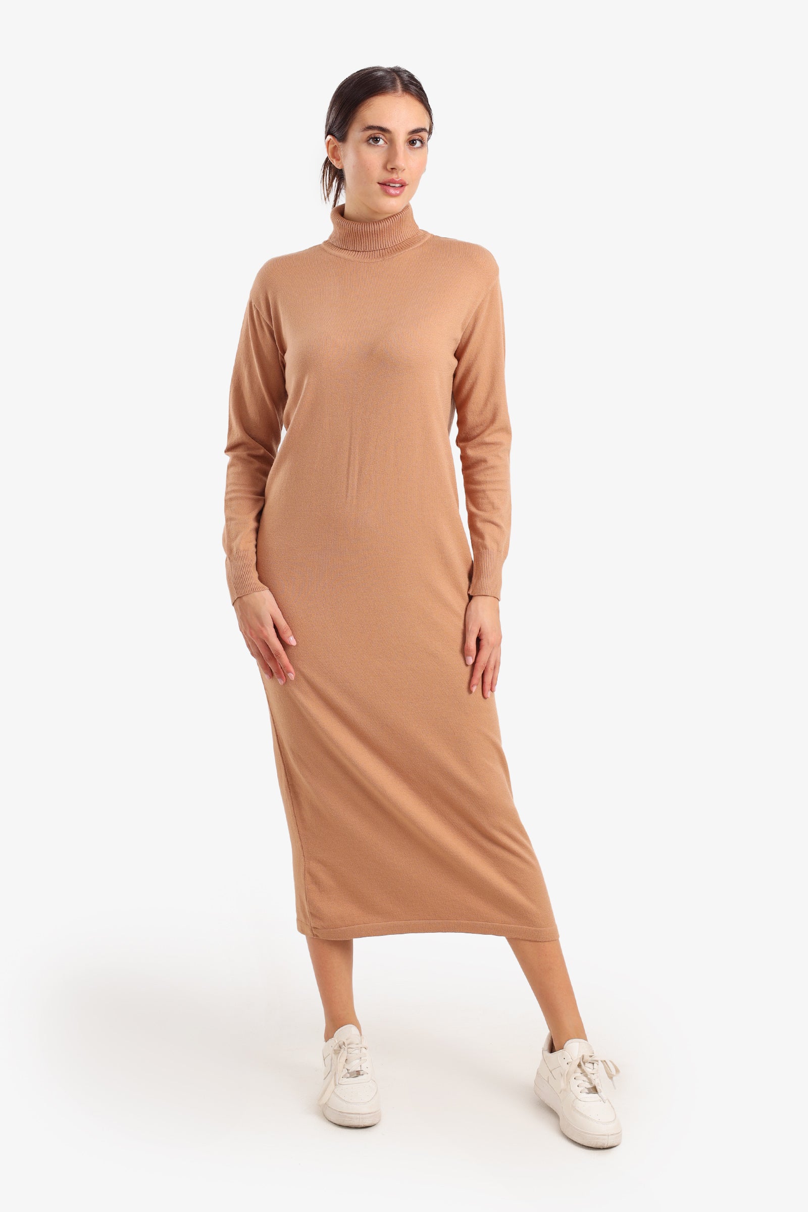 Knit Turtle Neck Midi Dress