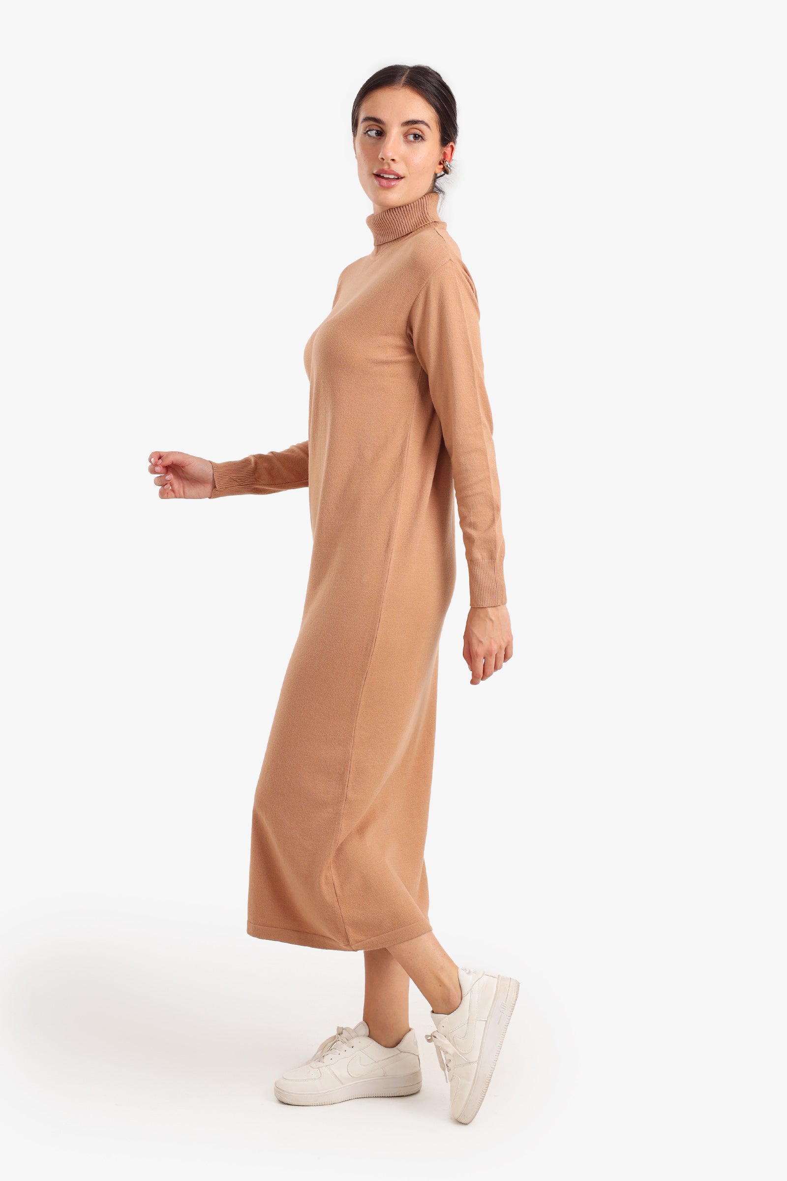 Knit Turtle Neck Midi Dress
