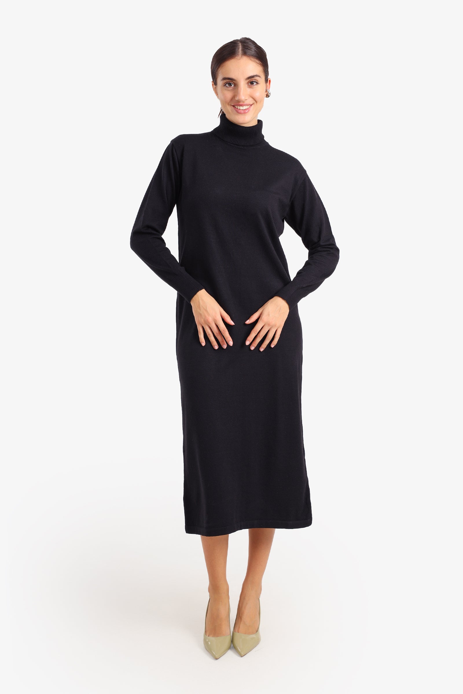 Knit Turtle Neck Midi Dress