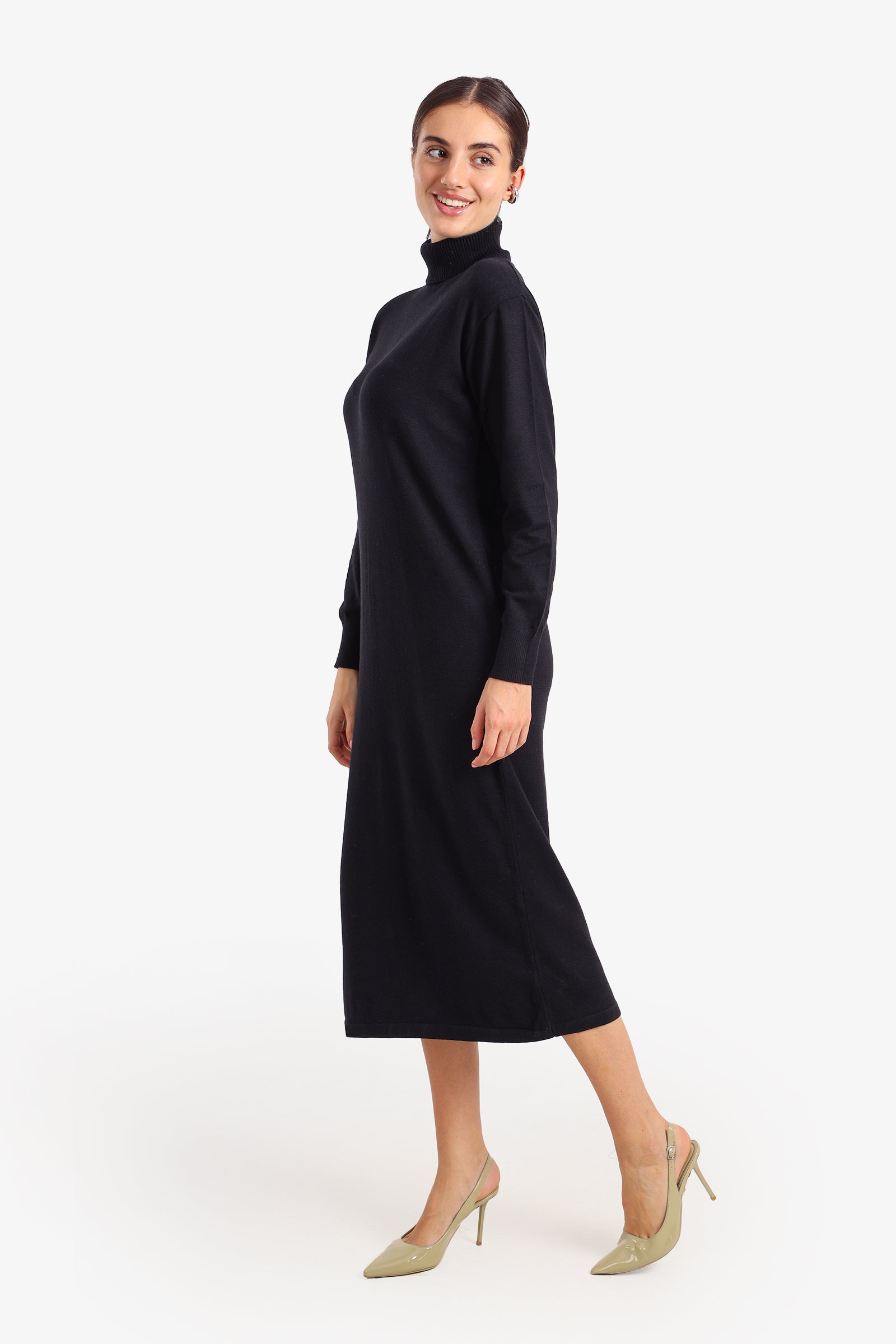 Knit Turtle Neck Midi Dress