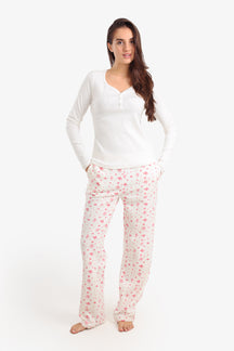Henley Neck Printed Pyjama Set