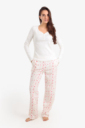 Henley Neck Printed Pyjama Set
