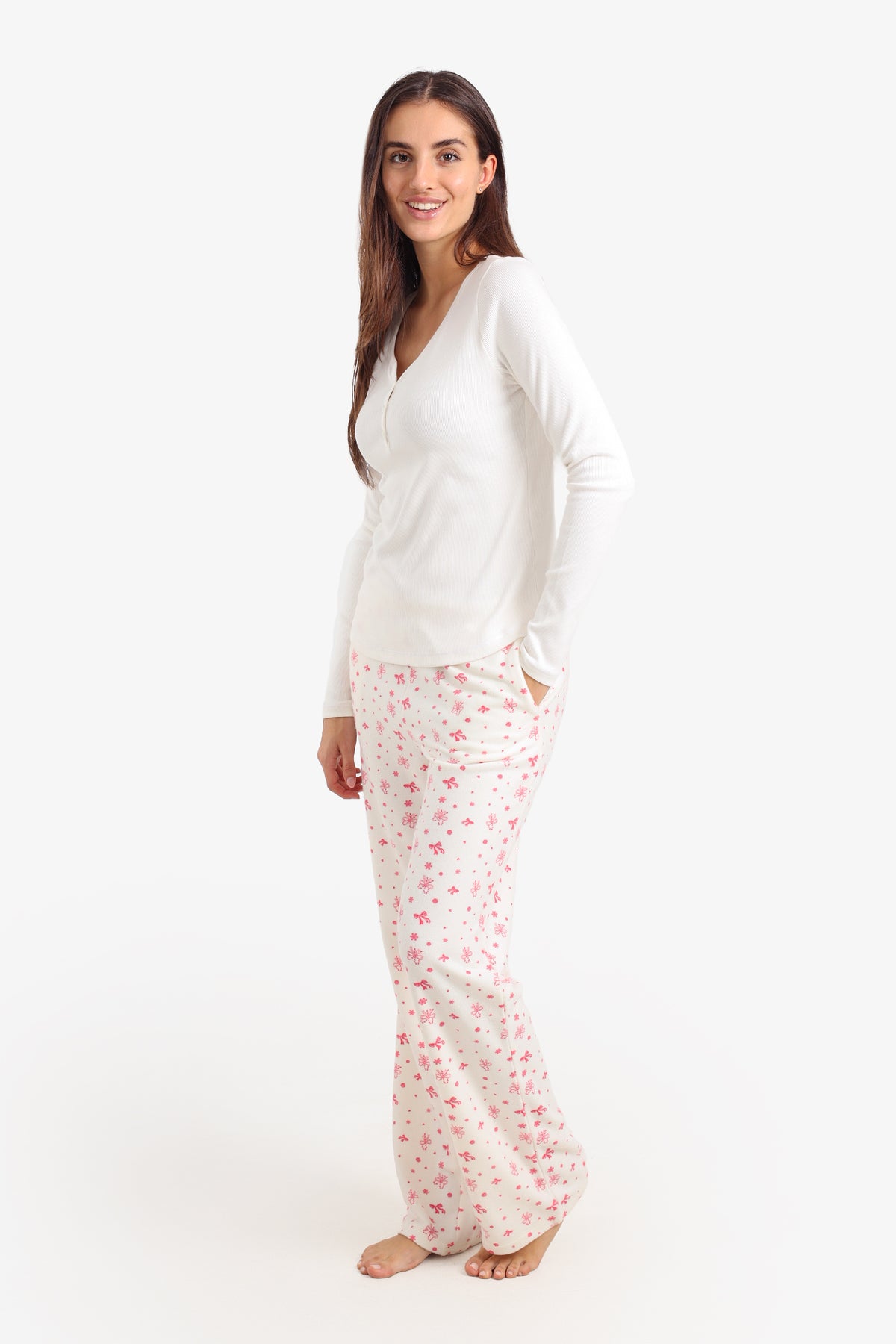 Henley Neck Printed Pyjama Set