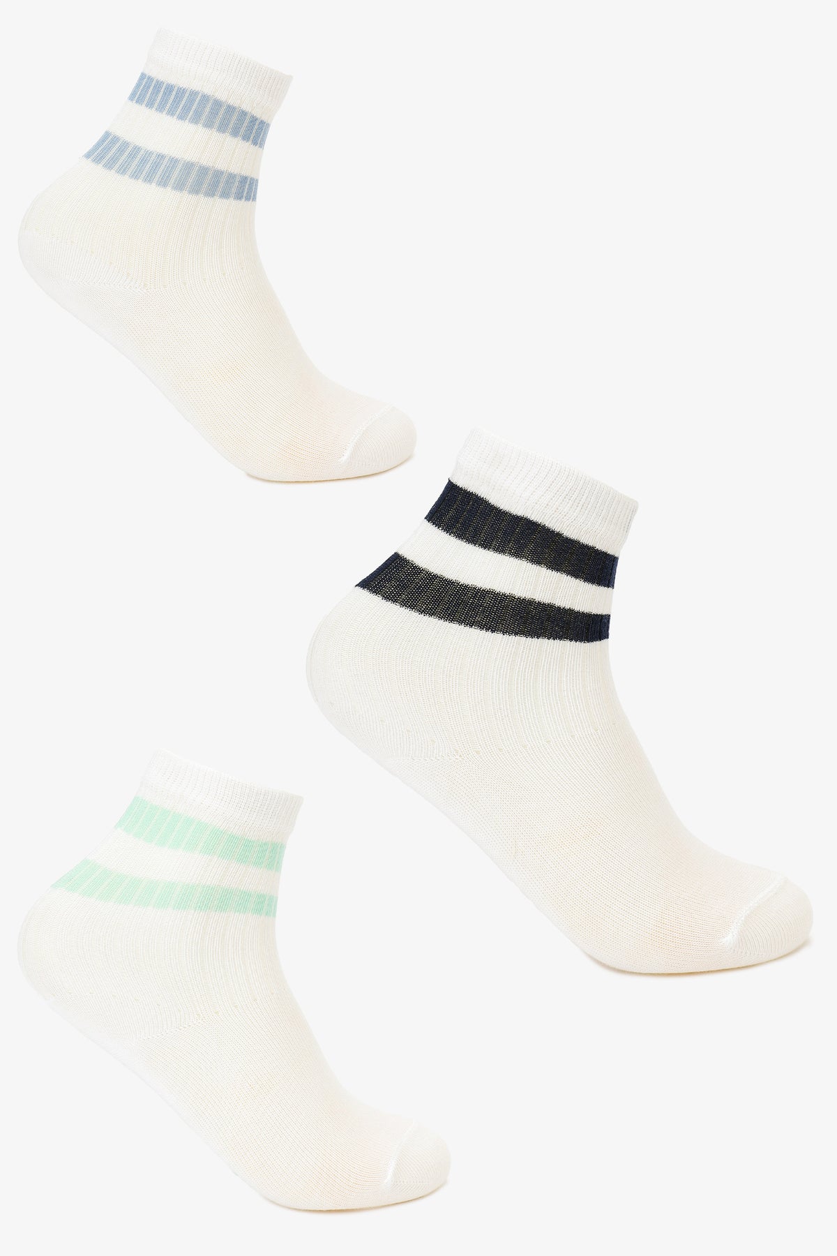 Contrast Stripes Socks - 3 Pairs