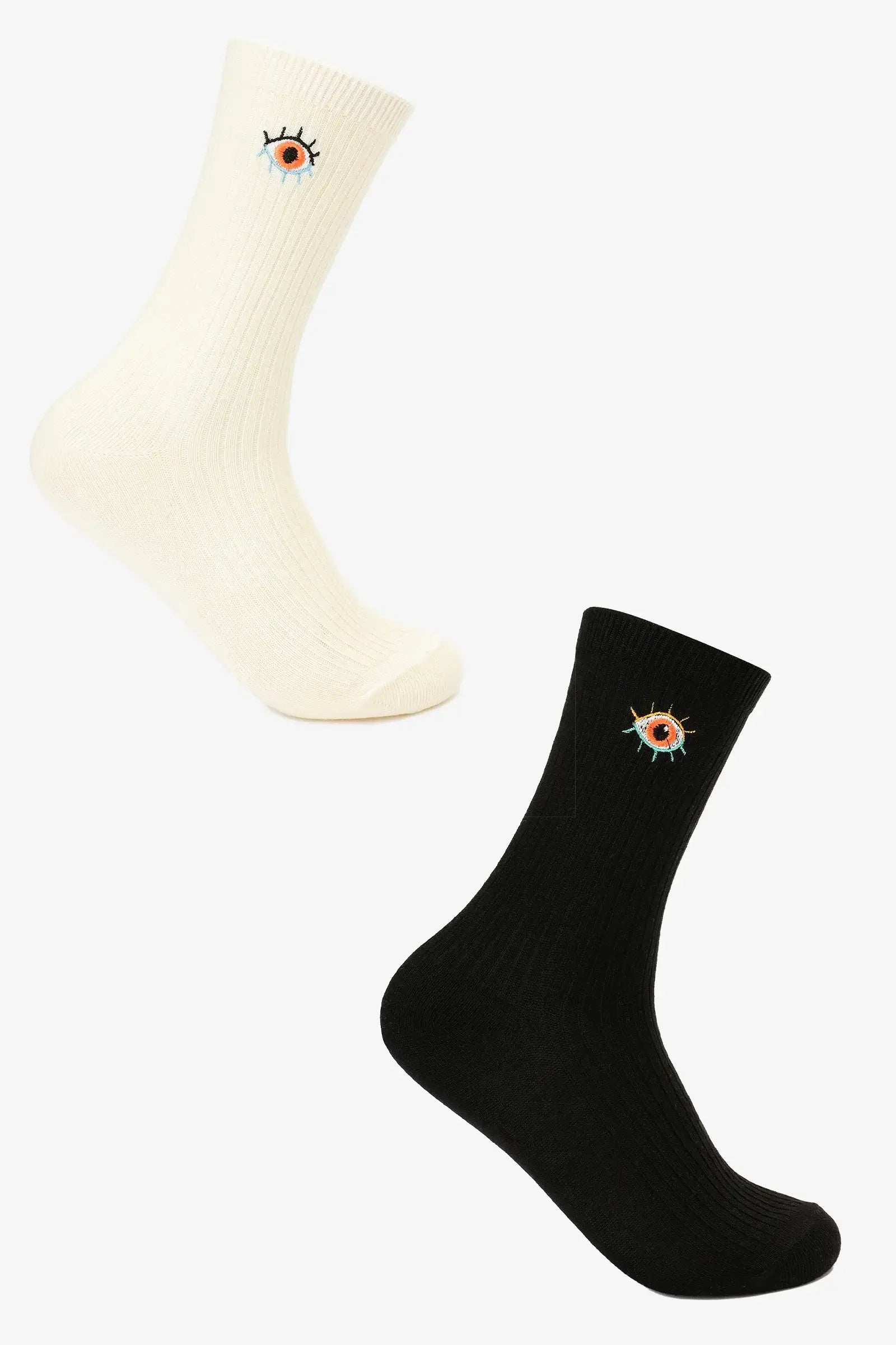Eye-Printed Long Socks - 2 Pairs