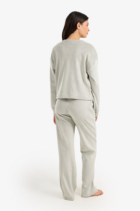 طقم بيجامة قطيفة مضلع