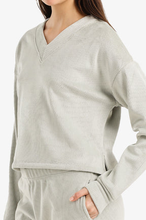 طقم بيجامة قطيفة مضلع