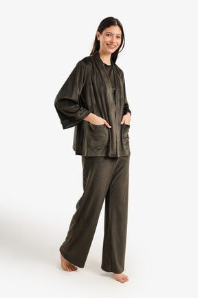 بيجامة قطيفة من 3 قطع 