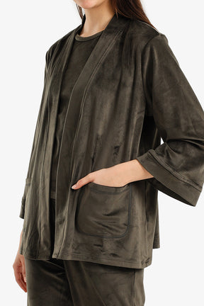 بيجامة قطيفة من 3 قطع 