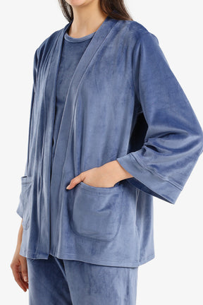 بيجامة قطيفة من 3 قطع 