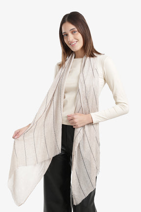 Striped Scarf with Fringed Edges