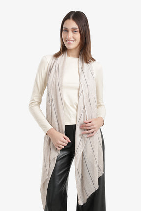 Striped Scarf with Fringed Edges