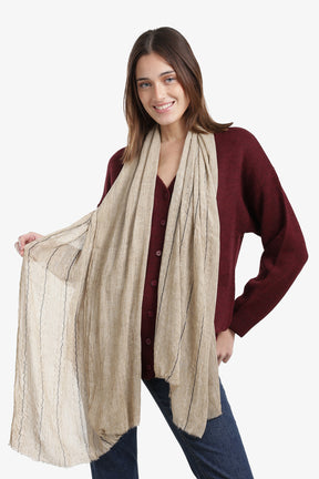 Striped Scarf with Fringed Edges