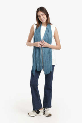 Striped Scarf with Fringed Edges