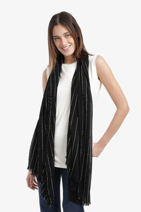 Striped Scarf with Fringed Edges