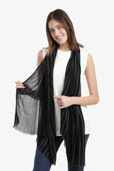 Striped Scarf with Fringed Edges