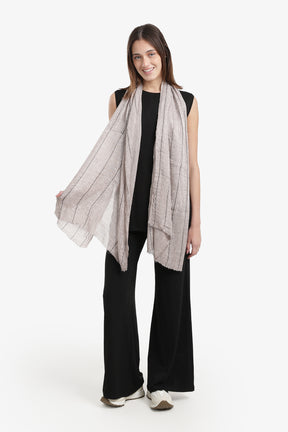 Striped Scarf with Fringed Edges
