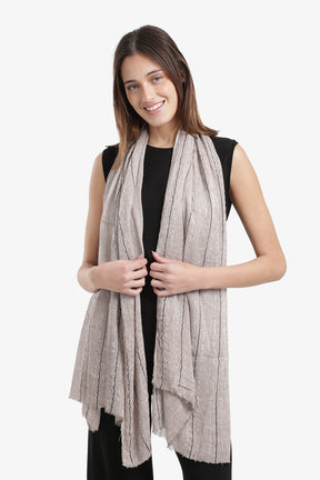 Striped Scarf with Fringed Edges