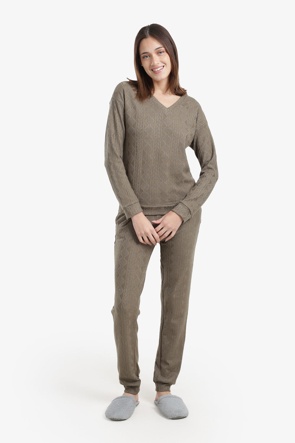 Cable Knit Pattern Pyjama Set
