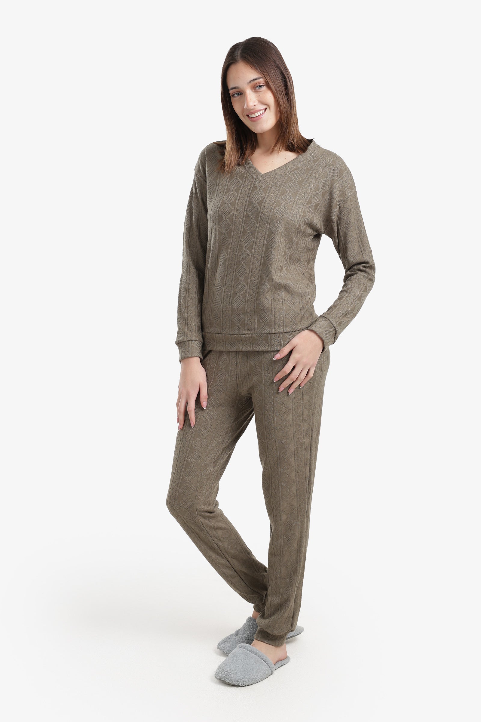 بيجامة مريحة بنقشة ذاتية